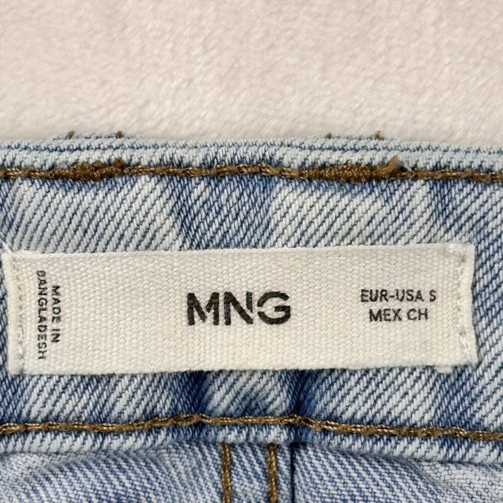Mango MNG Womens Light Wash Denim Maxi Skirt S-Front Slit High Waist Jean Skirt - Picture 5 of 10
